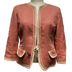 Kasper Coral Linen Blend Jacket with Pockets Size 10